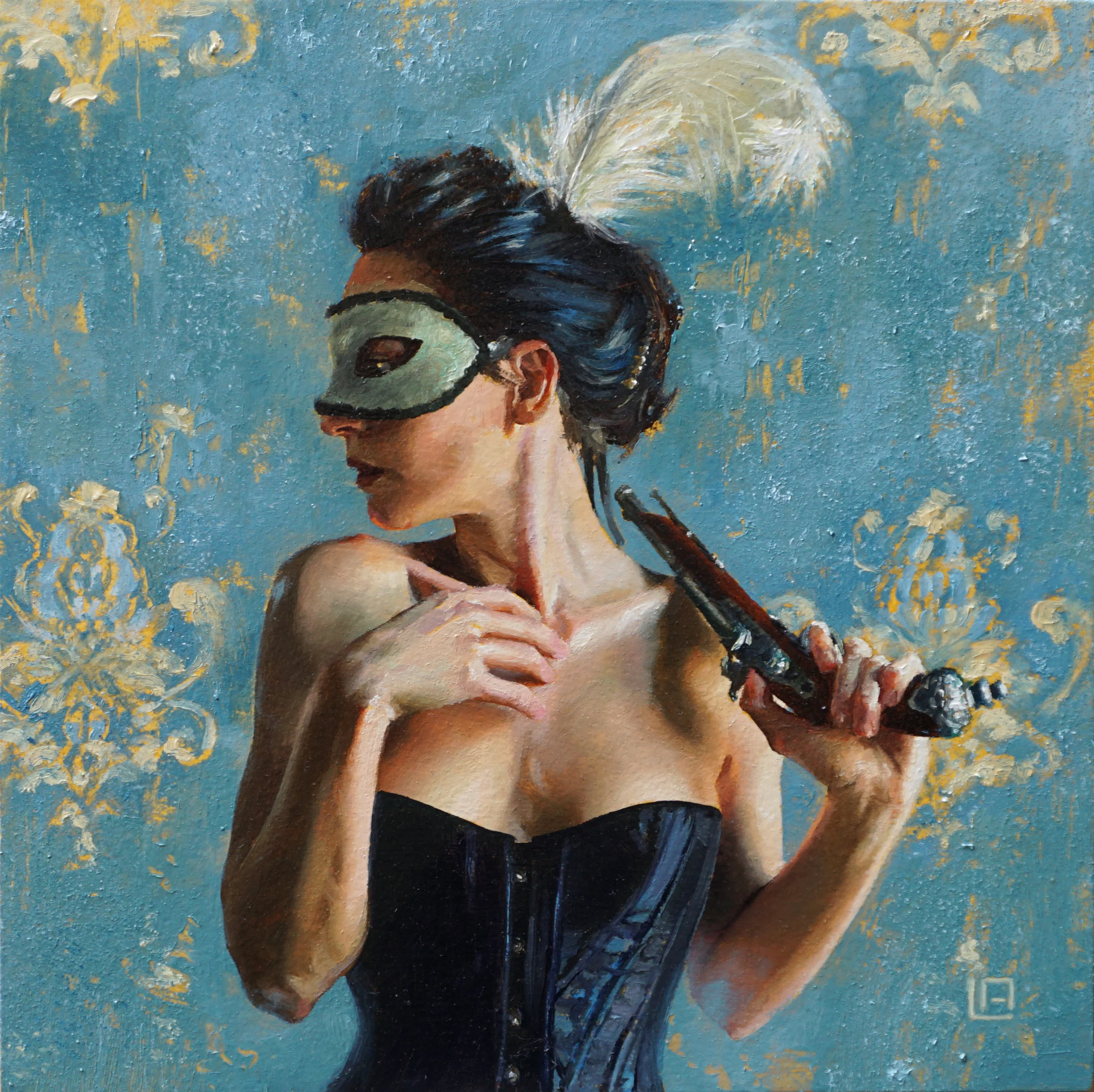 Lady Of The Manor, 8x8 inches, oil on cradled panel Sold