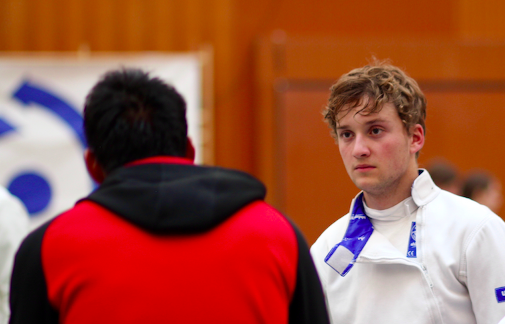 14. Platz für Hadrien Favre vom Fechtclub Bern, hier am Teamwettkampf in Neuchâtel im Mai 2019. (Foto: Claudia Fahlbusch)