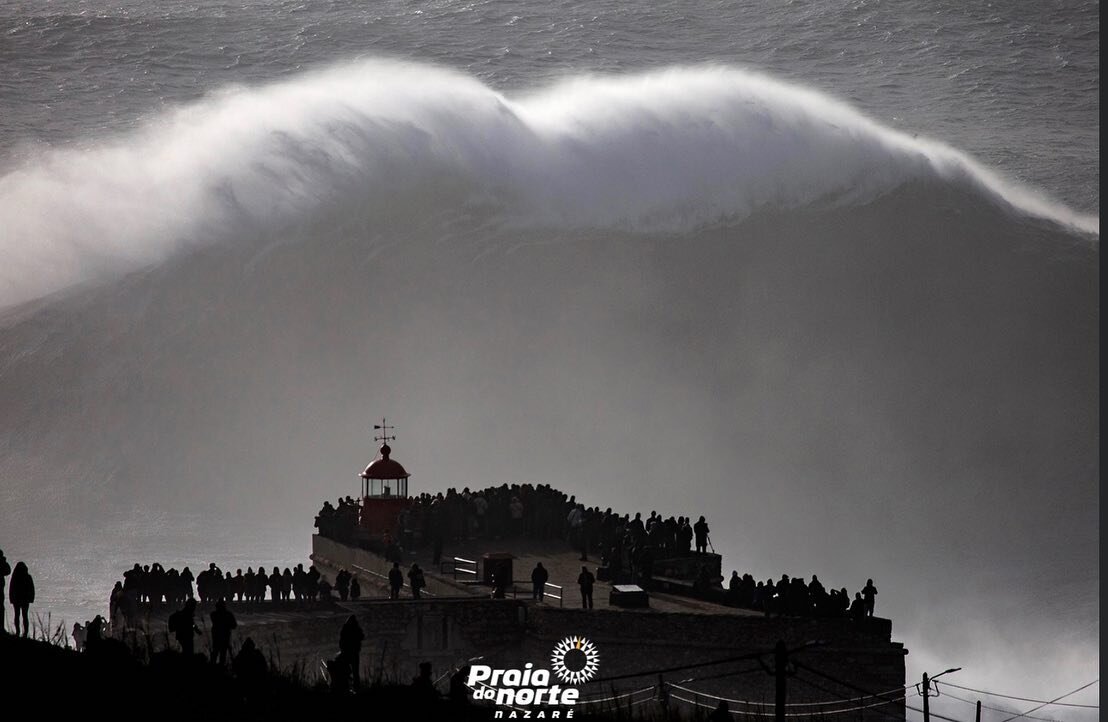 Thank you Vitor Estrelina for sharing this awesome photo with us the day of our visit to  Nazare the &quot;Eighth Wonder of the World.&raquo; One hour drive from Ericeira you can see this, and yes, you will never forget it 🥳