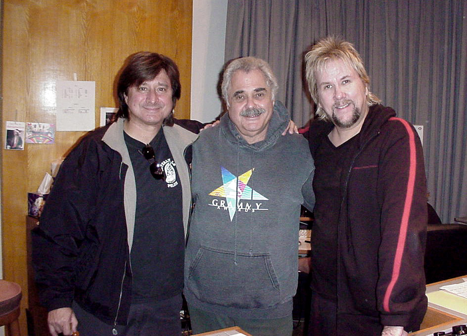 With Steve Perry and the legendary mastering engineer Doug Sax at Mastering Lab, 2004