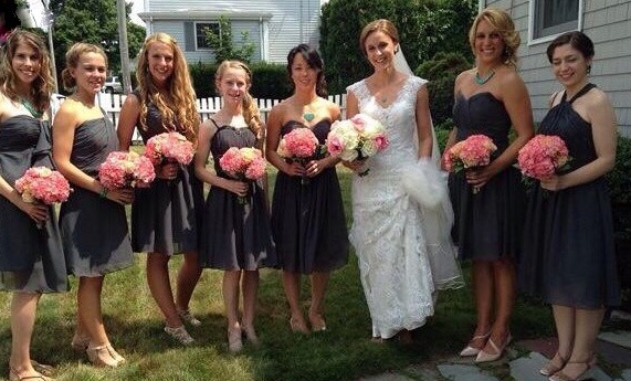 Beautiful wedding party at the bride's home