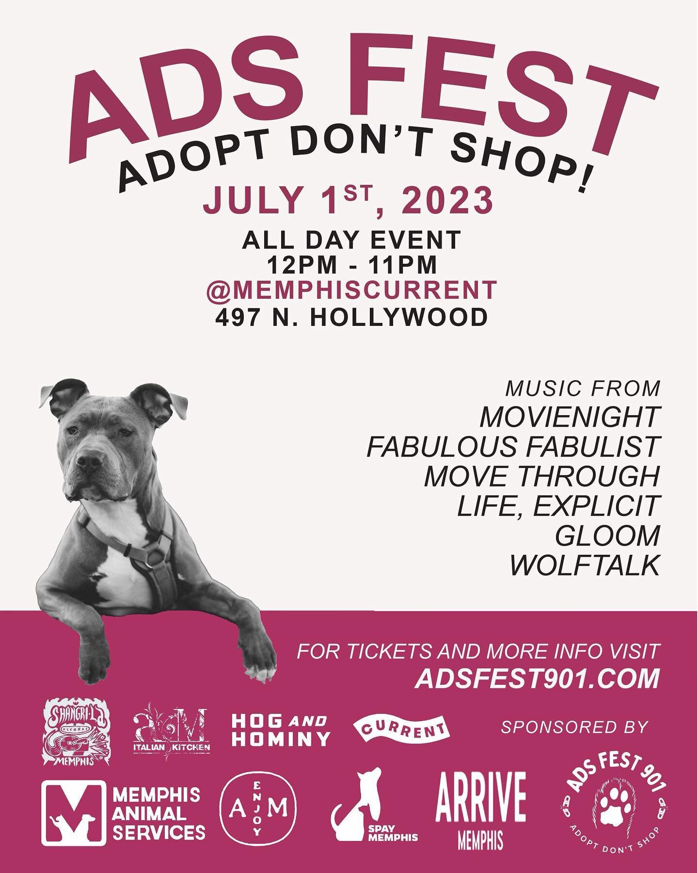 We&rsquo;re two weeks away from ADS Fest 901!

You guys DO NOT want to miss this event for the following reasons:

1) Specialty cocktails &amp; food🍹🌭

2) Pup meet &amp; greets🐶

3) Tons of dope raffle prizes🎁

4) Local vendors to shop🛍️

5) Liv