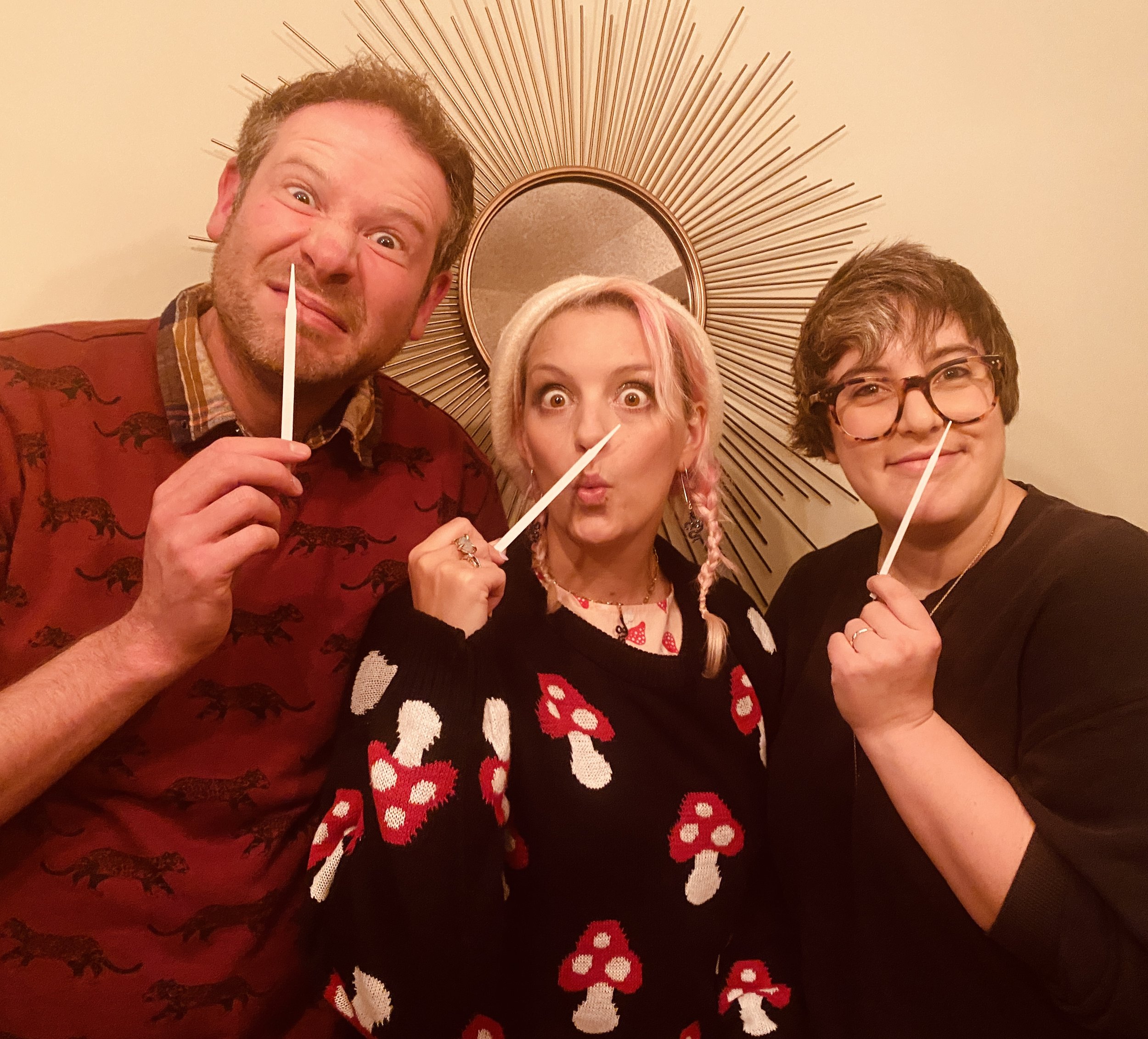   Olly, Alix and scent designer Tasha Marks having a ‘Sniff-along’ for this month’s Zeitgeist  