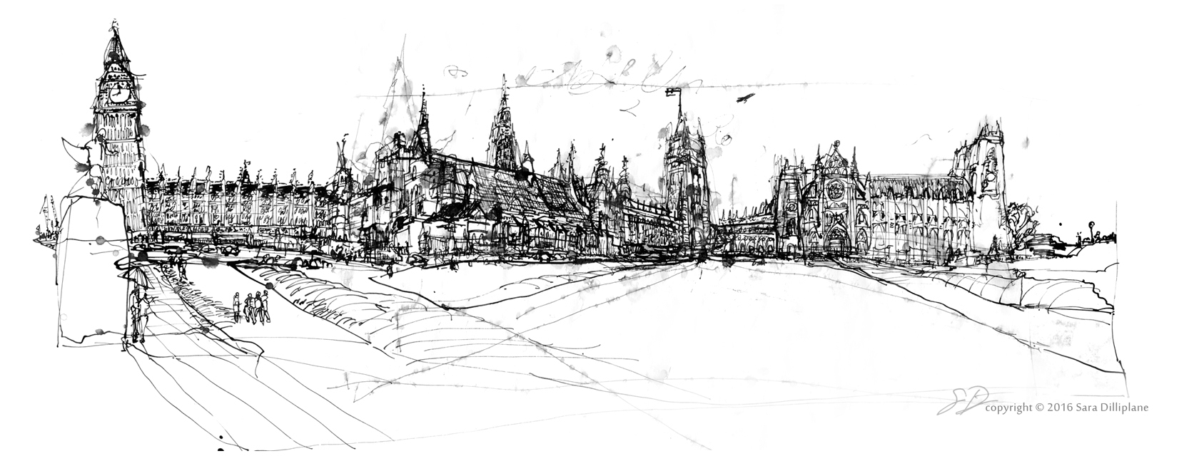 Westminster in the rain, London