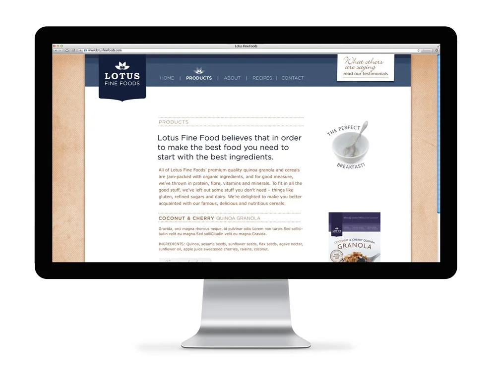 Lotus Fine Foods Web Design