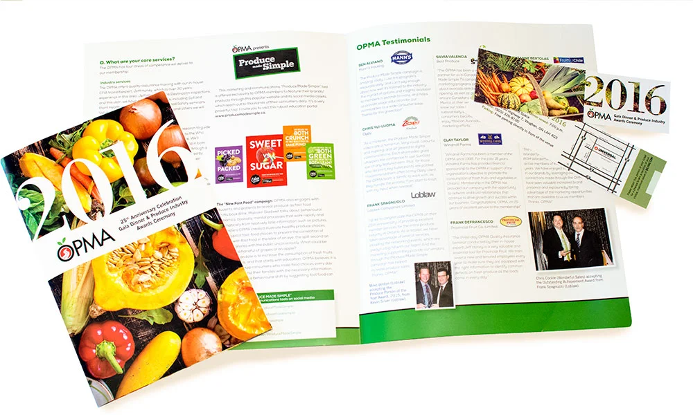 Presentation design and handout design for the OPMA Gala Dinner.