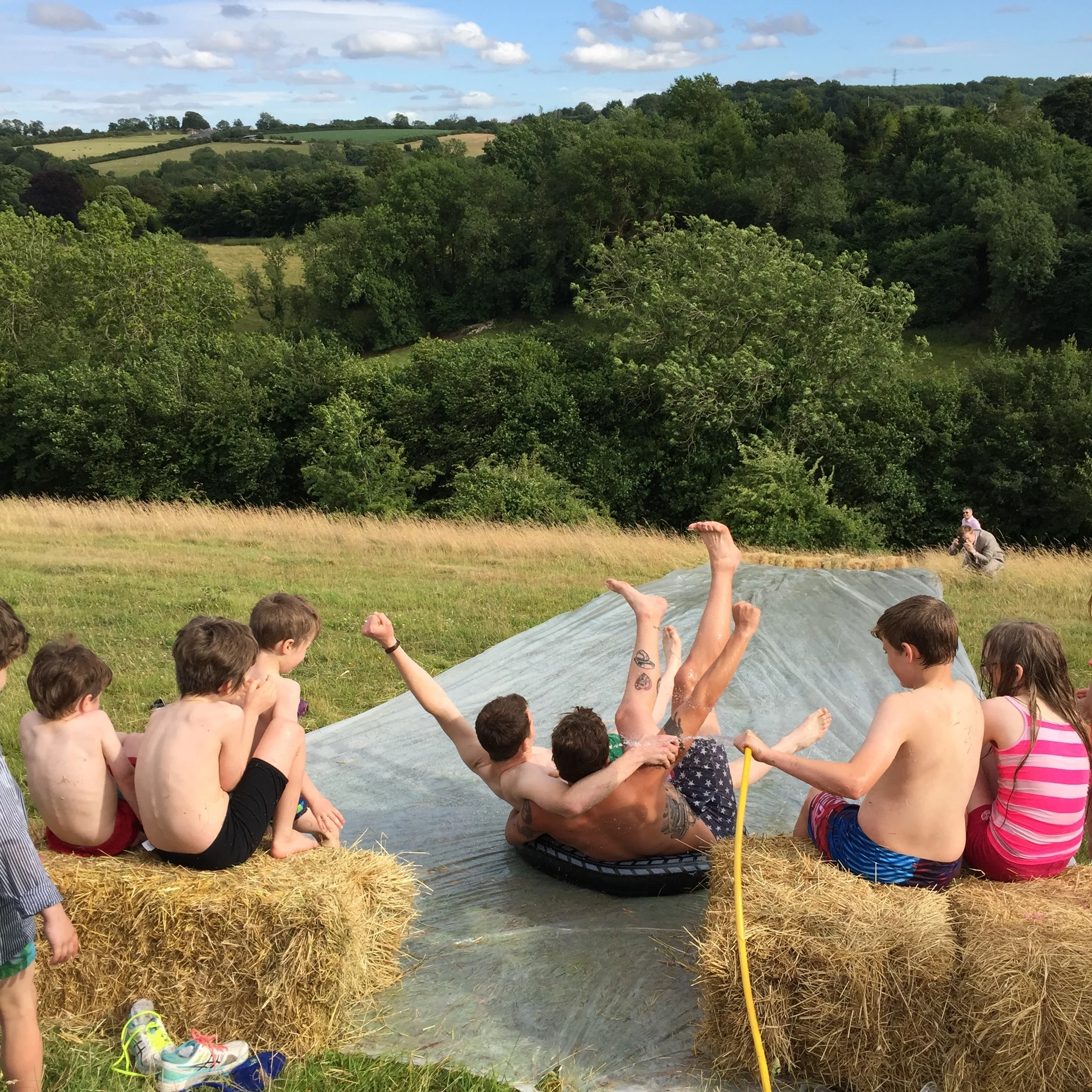 Slip and Slide at Alice and Aidan's wedding