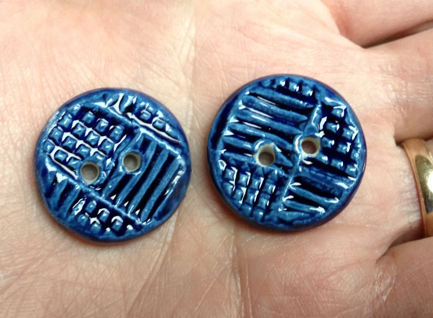 "Woven" Buttons featuring Lapis Blue Glaze