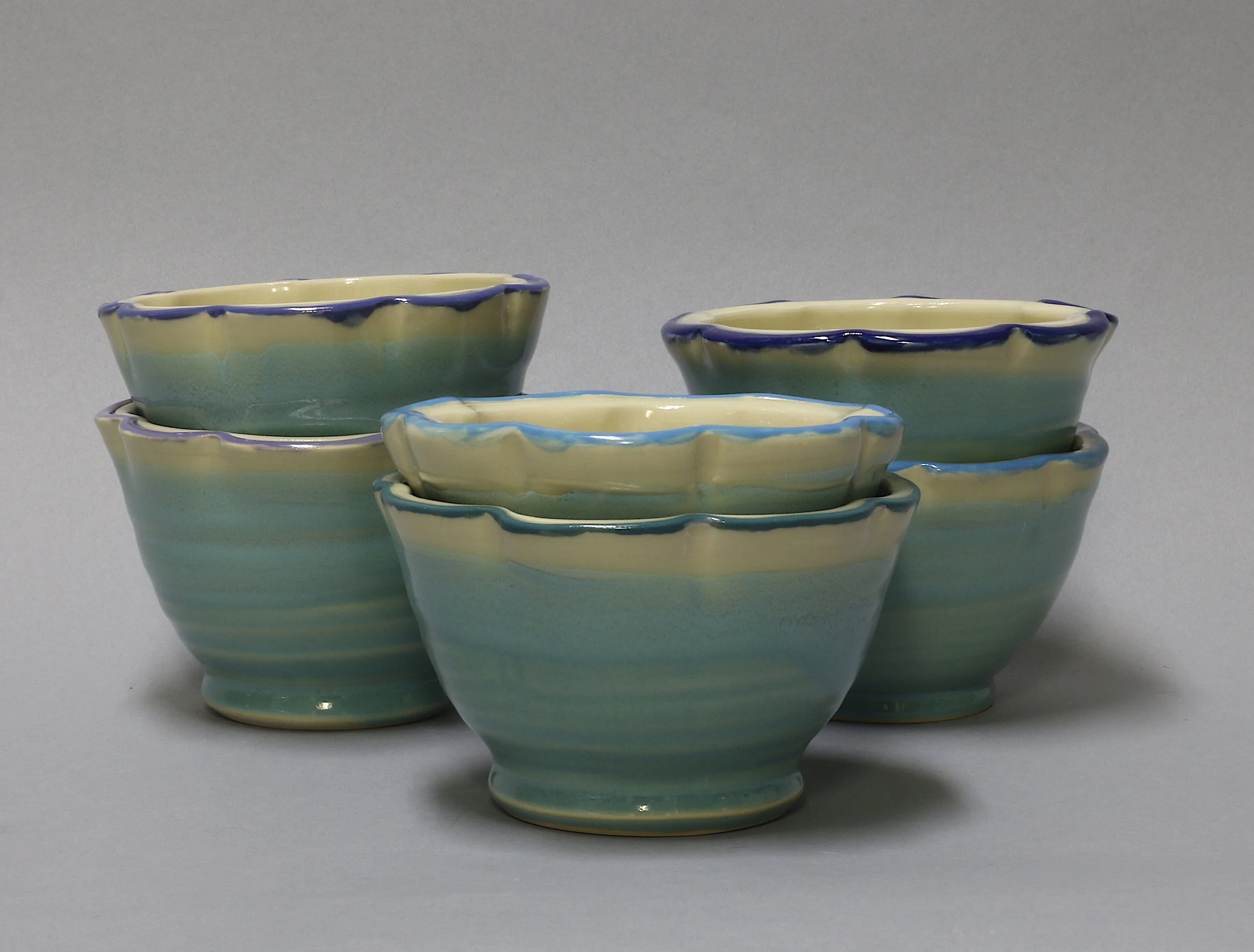Turquoise and Cream Dessert Bowls