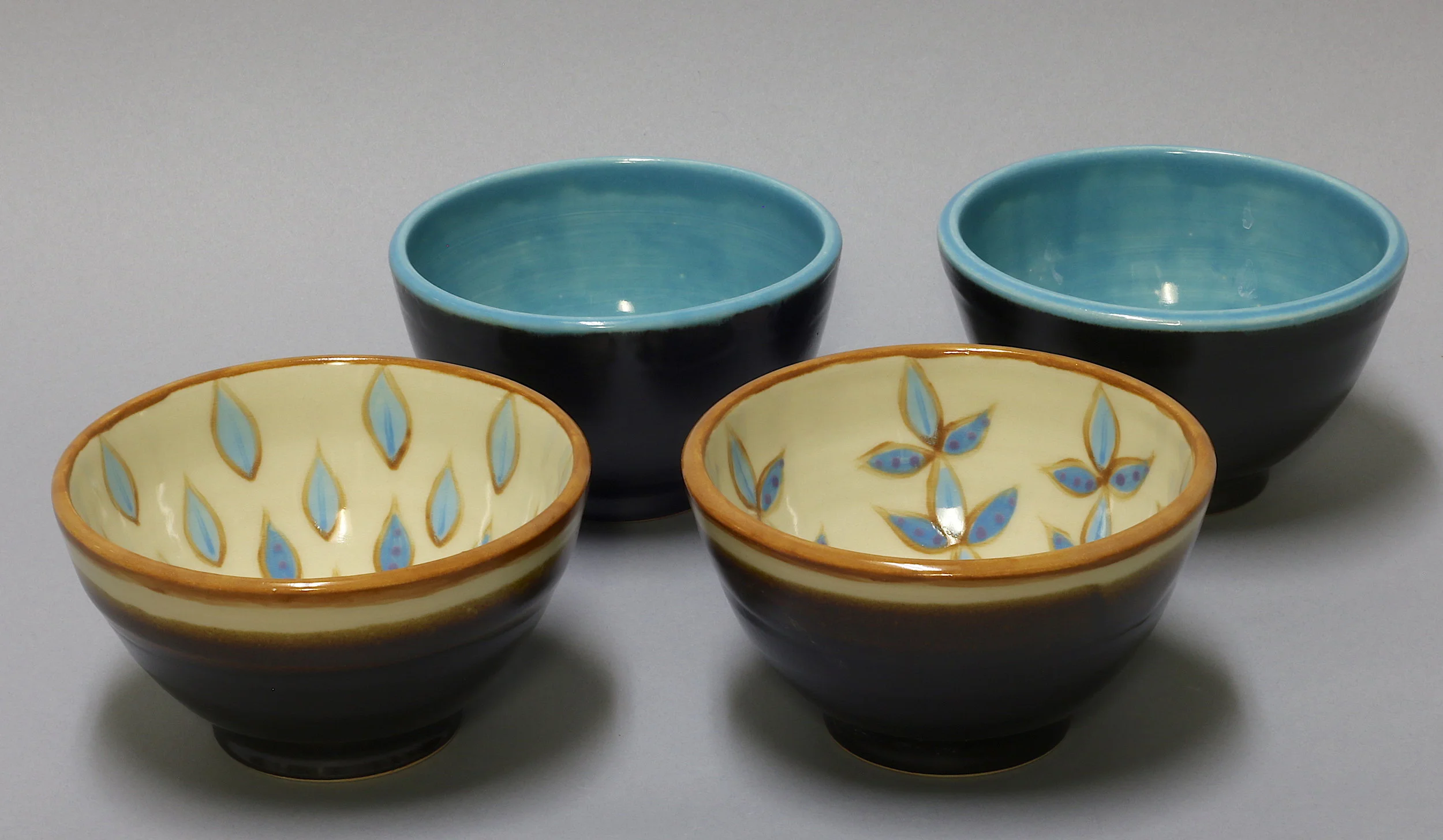 Hand-Painted with Turquoise and Chocolate Bowls