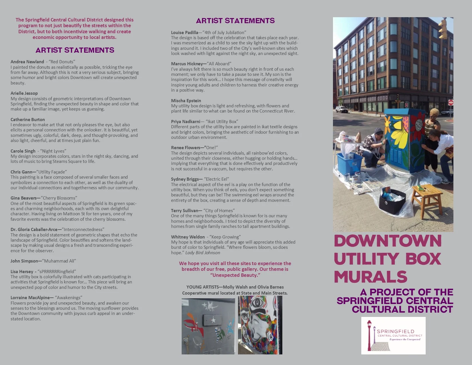 Click on the image to enlarge. Pamphlets are available at the Cultural District office and Downtown partners.