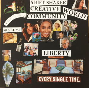 A FUN EXCERCISE WE DID AT GINA LA MORTE'S WORKSHOP, TRYING TO EXPRESS OUR DREAM ON A POSTER, USING AVAILABLE MATERIALS.