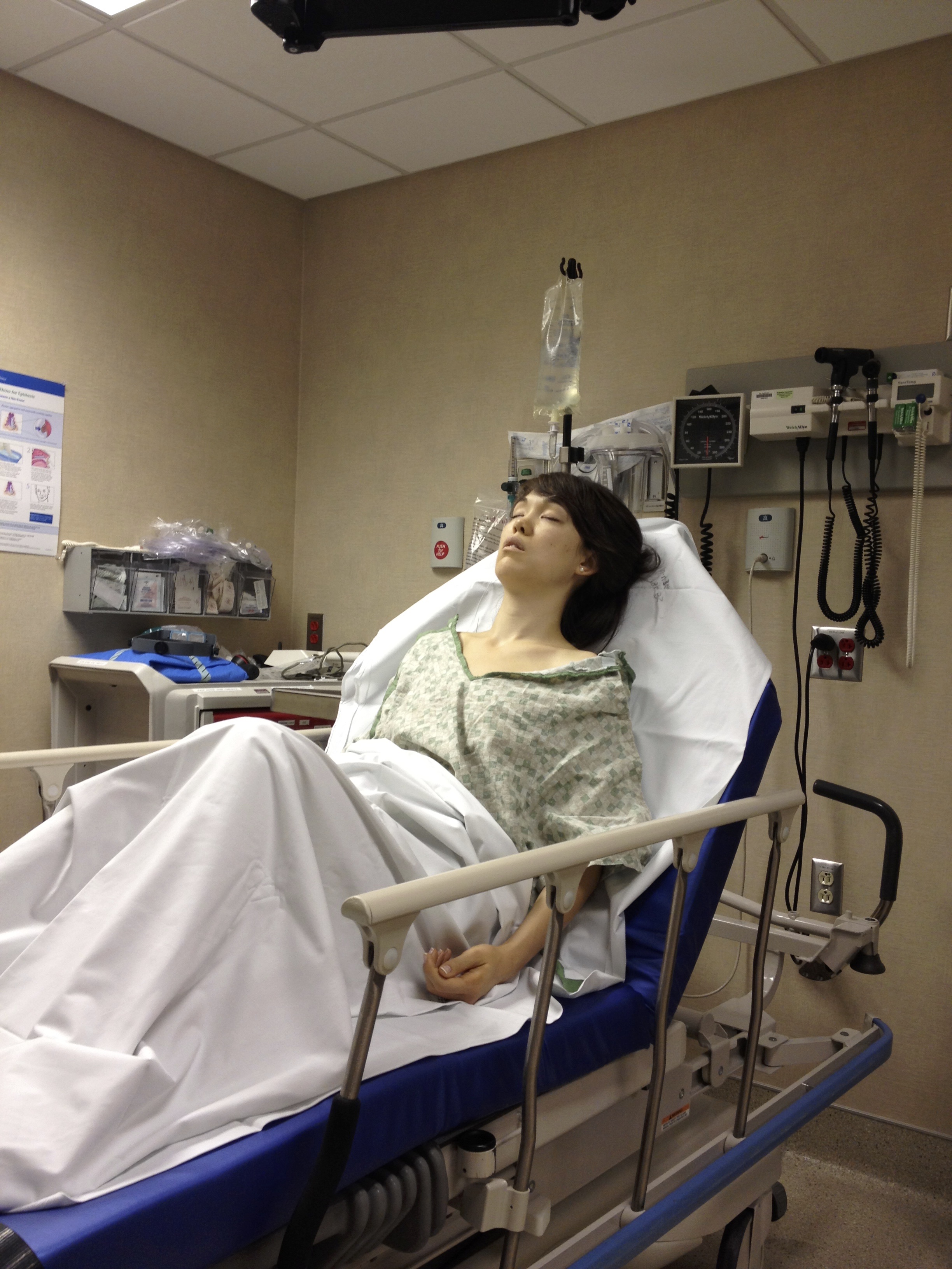 In the hospital about to go into surgery