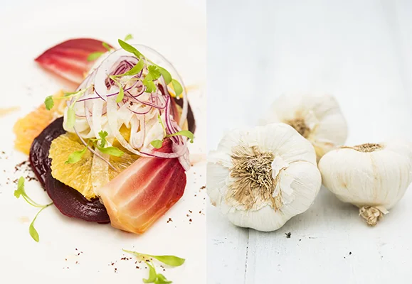 Heritage beetroot salad and garlic