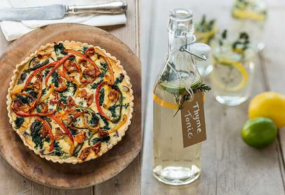 Veggie Quiche  and thyme tonic 