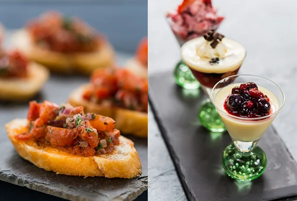 Canape Bruschetta, desserts