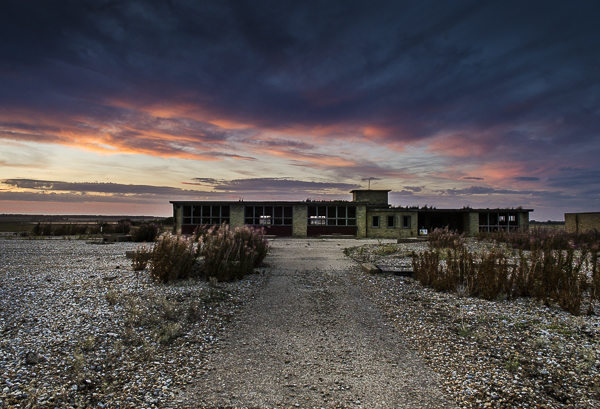 Orford Ness Building at sunset
