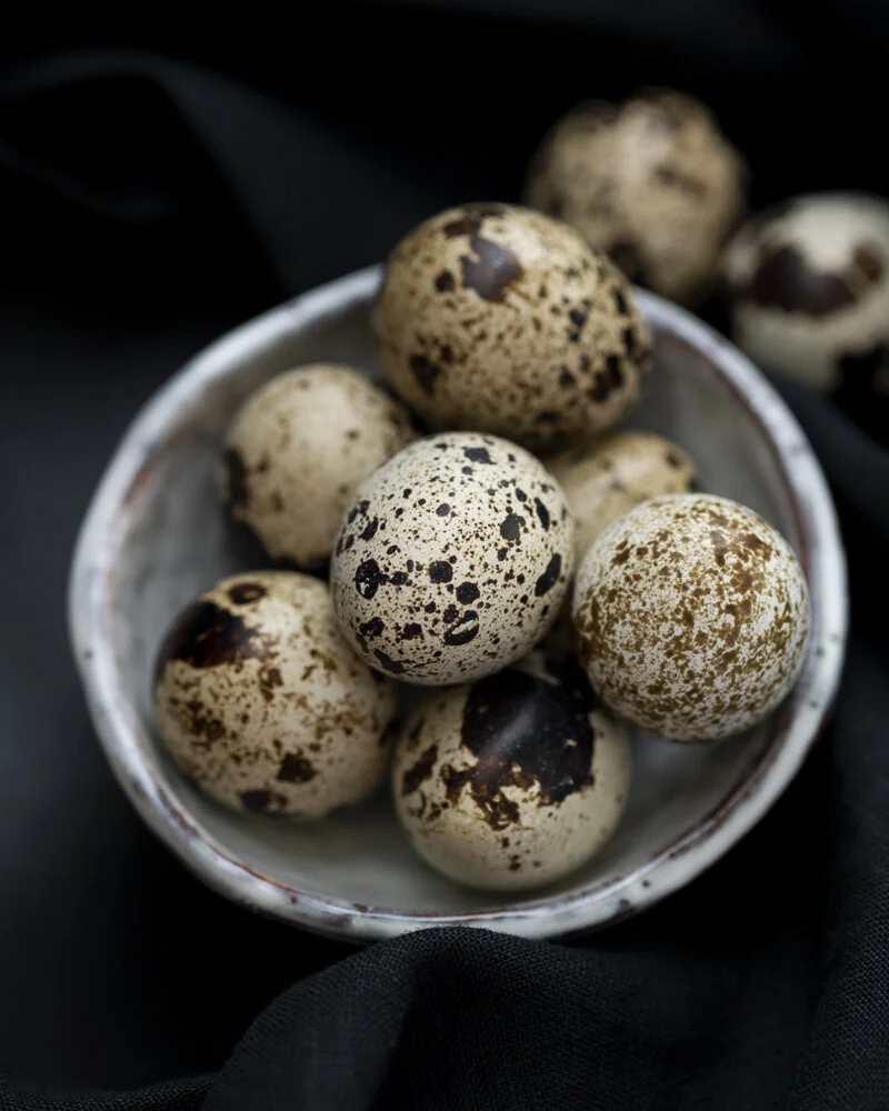 Quail Eggs, Quails Eggs, Bowl of small eggs, Eggs from a quail in a bowl
