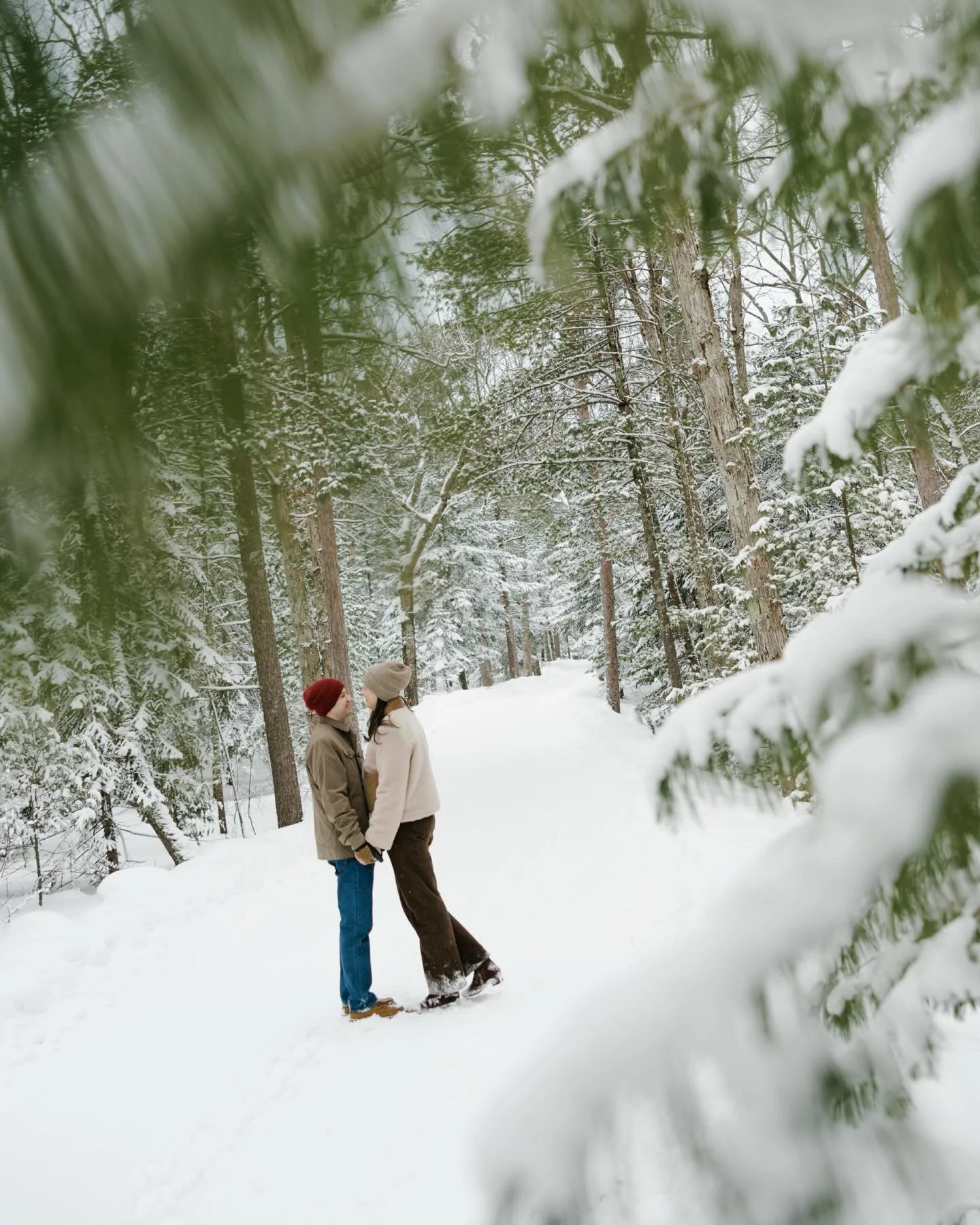 On one of the coldest weekends in January, A&amp;W met me for their snowy ❄️ engagement photos. We spent a cozy afternoon sipping coffee at @themillglenarbor, stepping outside a few times to surround ourselves in the winter wonderland. I loved that t