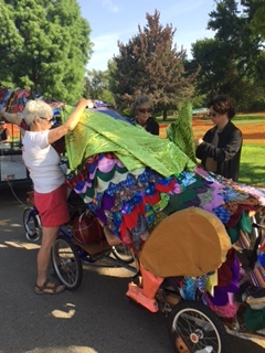 Here is LeAnne getting the dragon ready to go. 