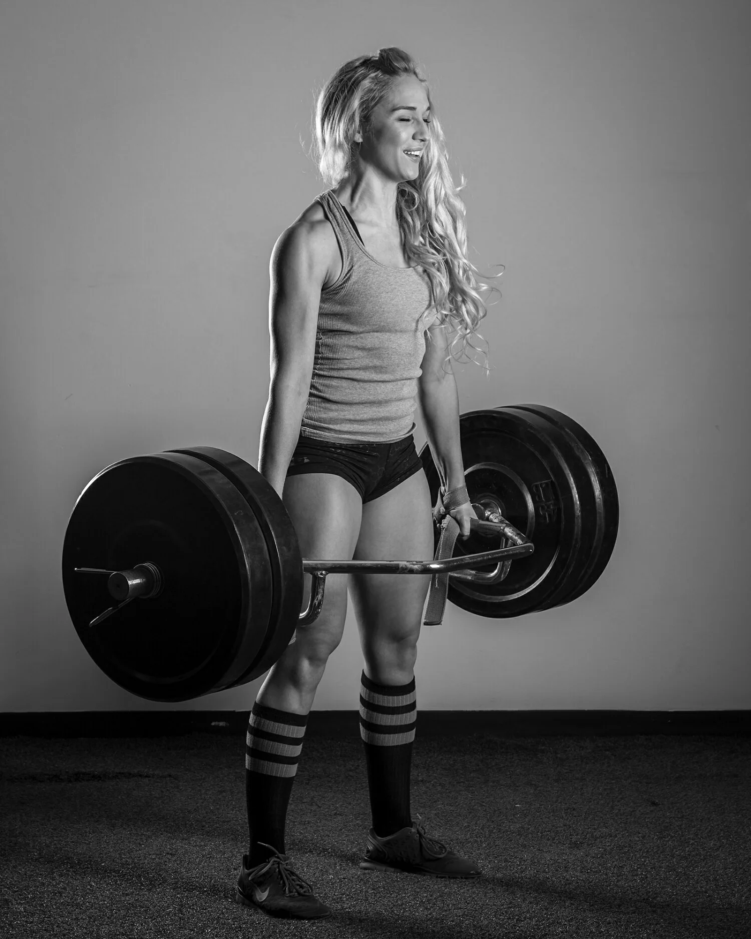 Chelsey deadlifting 225 for fun.