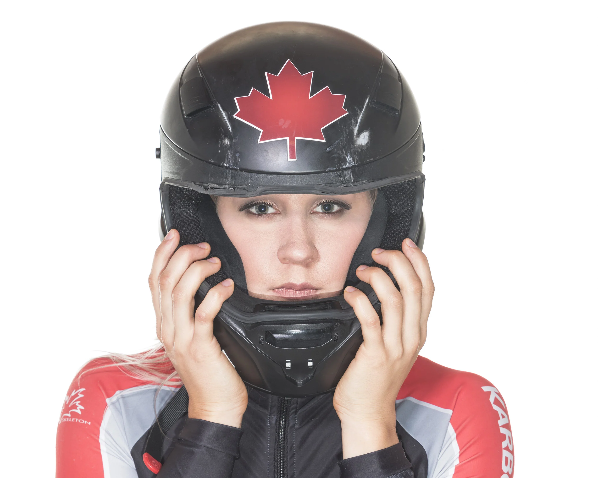 Bobsleighs can travel at 140+ km/h, notice the scrapes on the helmet?