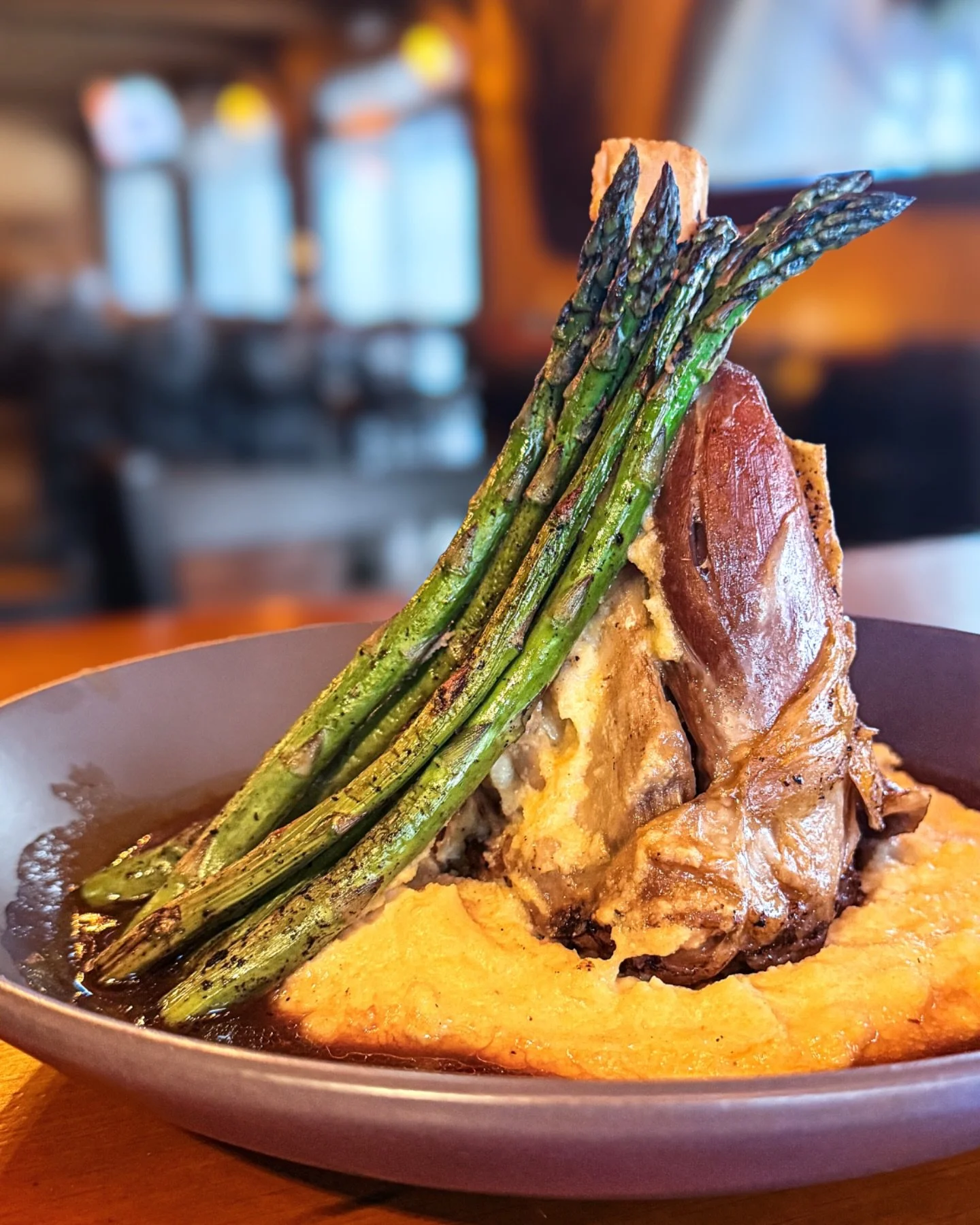 Our Braised Lamb Shank with creamy polenta and asparagus ✨ Serving 4p daily #foundrykillington #bestofthebeast
