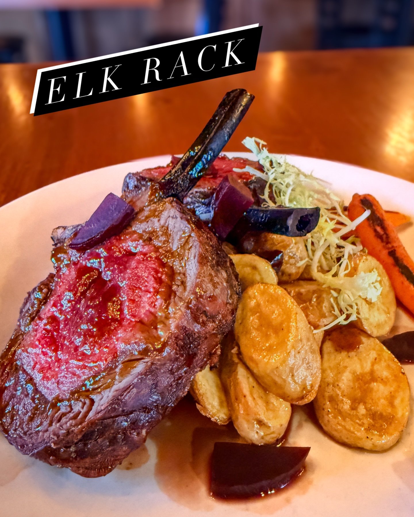 New winter menu addition: Elk Rack with baby carrots, fingerling potatoes, red beets, demi-glace ✨ #bonapp&eacute;tit #bestofthebeast 

Serving at 4p today &amp; every day