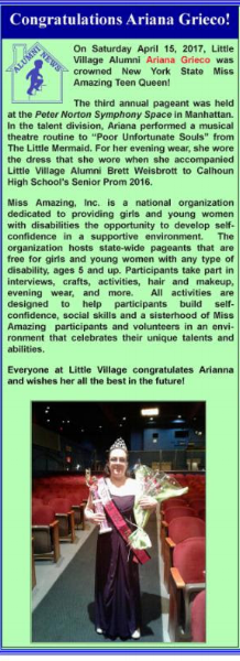 Ariana is featured in the Hagedorn Little Village Newsletter!