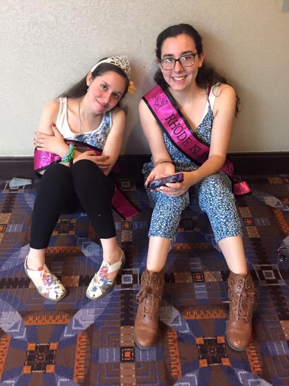 Sandy hanging around with Miss Rhode Island at the National Miss Amazing Pageant in Chicago, IL.