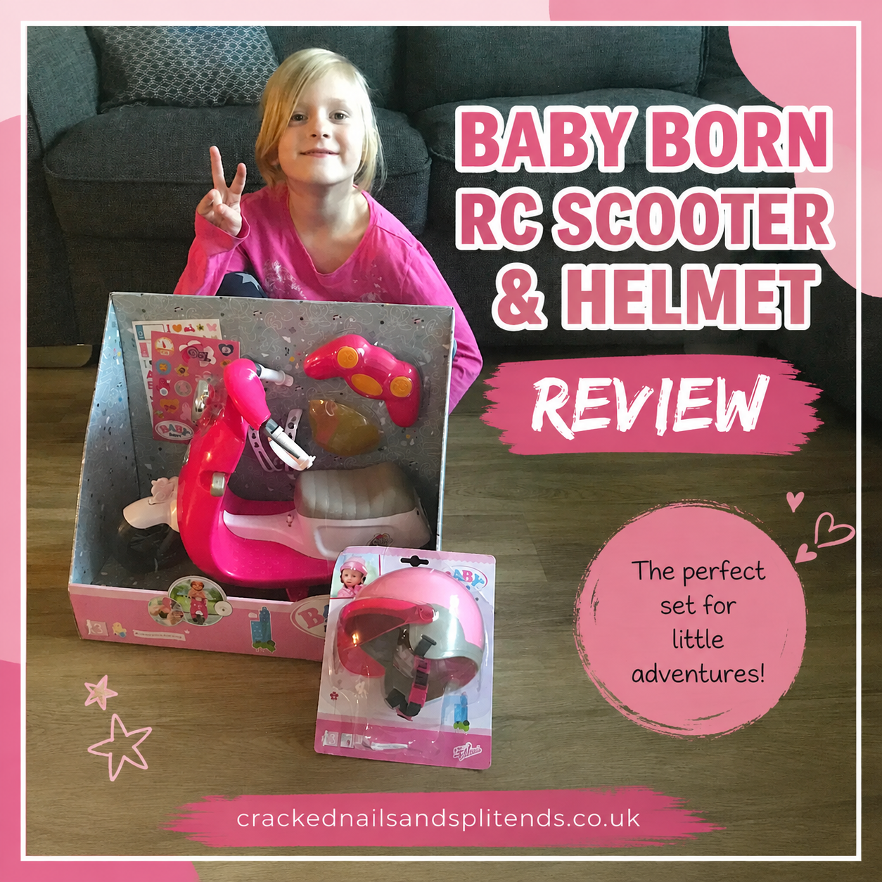 BABY born RC scooter and helmet review with child and pink scooter toy
