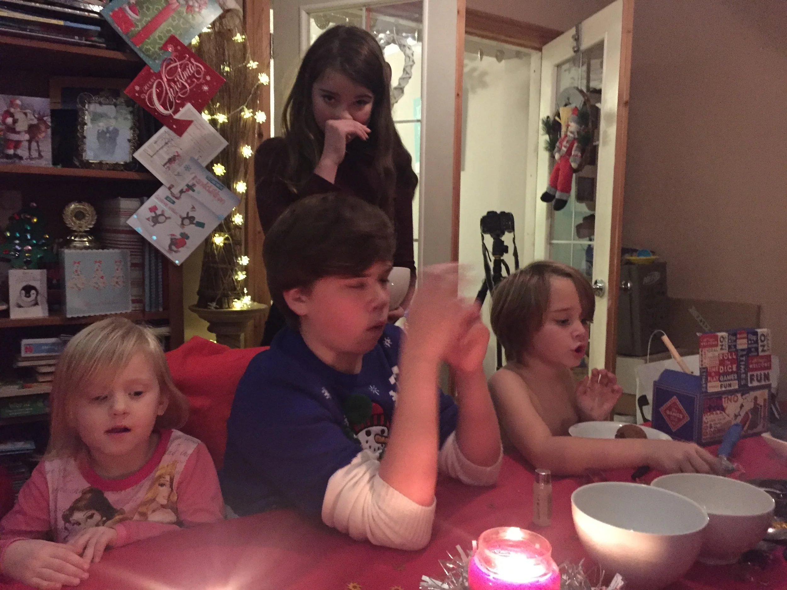 We played games in the evening.