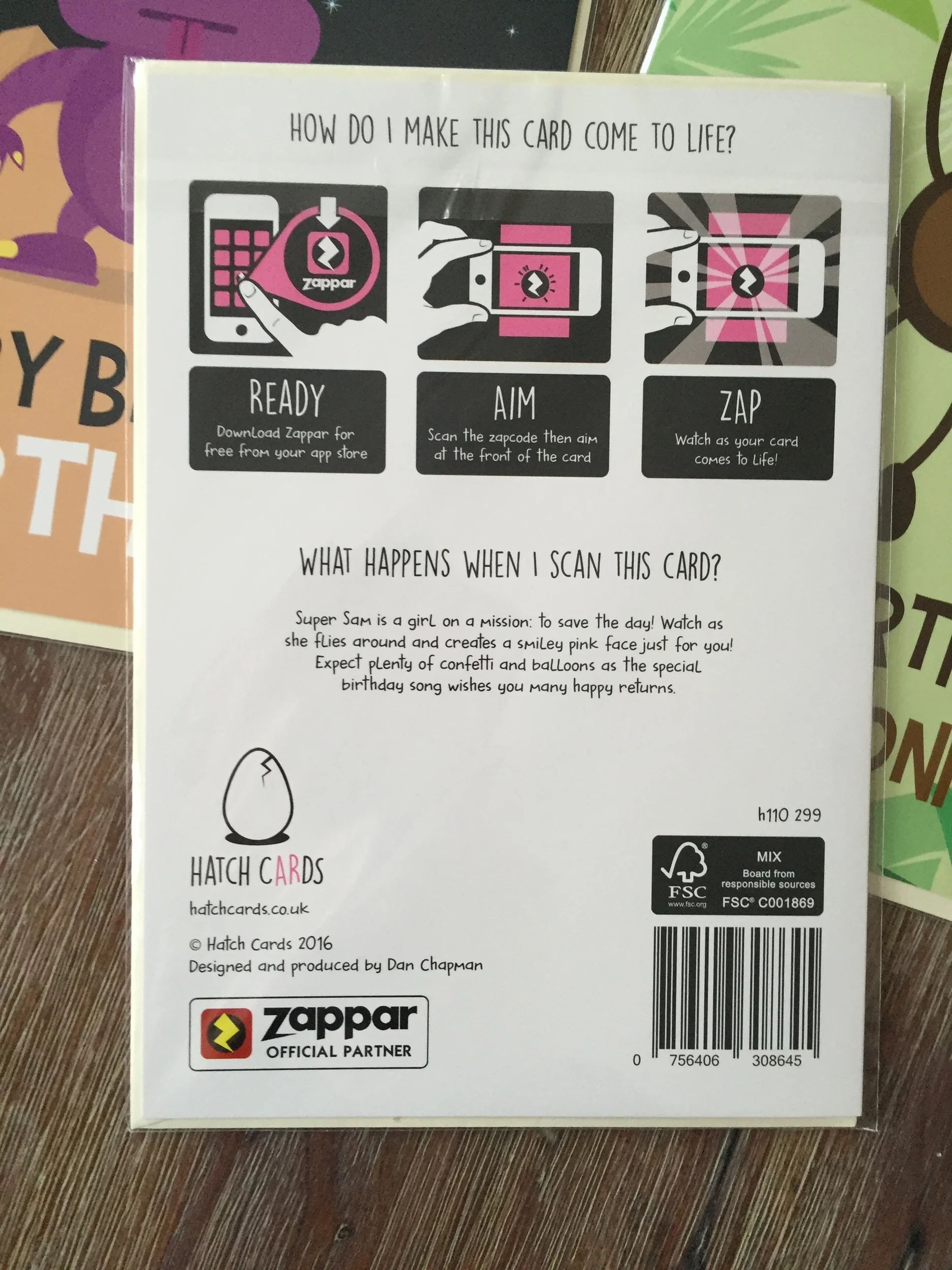 The back of the card clearly shows the instructions of what to do