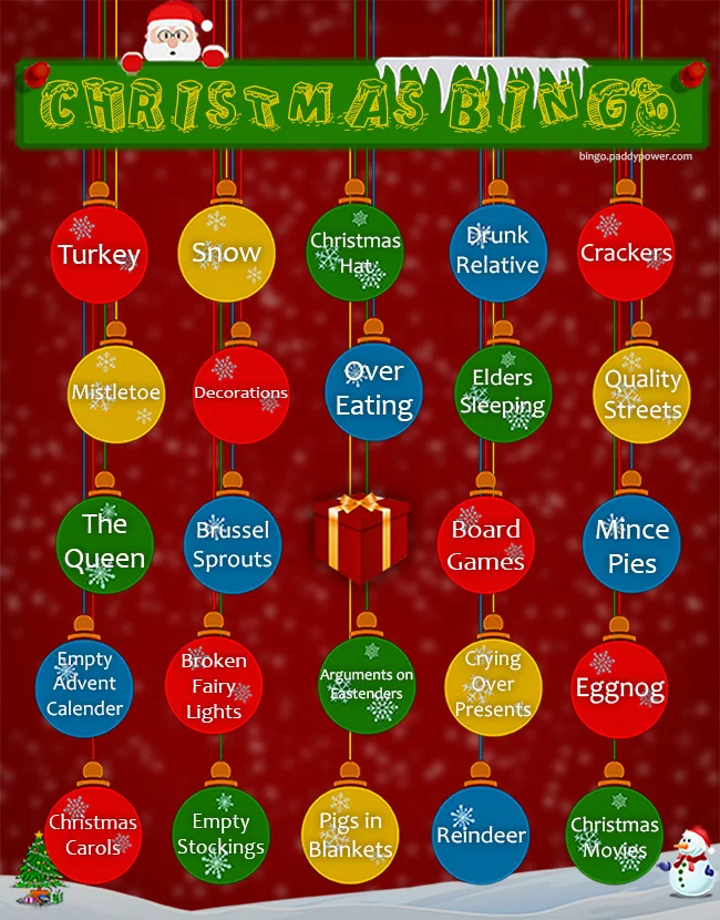 Christmas Fun Party Bingo card