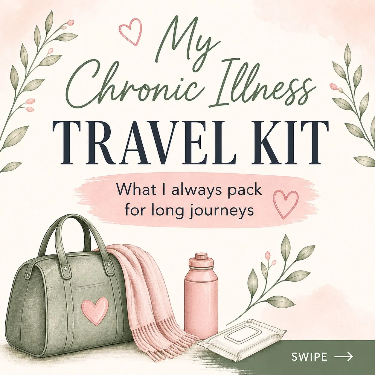 Leaving the house with chronic illness is never just leaving the house.

There is always that quiet what if running in the background.
What if I need something and I do not have it.
What if the pain flares halfway through.

So I keep this packed and 