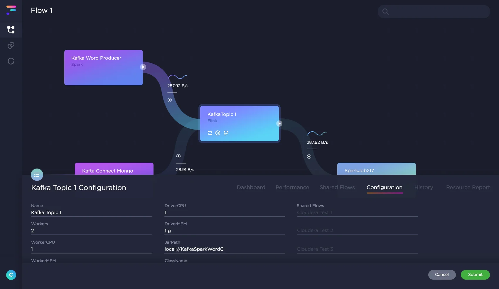 Clicking on a step gives the user the ability to configure, troubleshoot and look into various performance data for analysis.