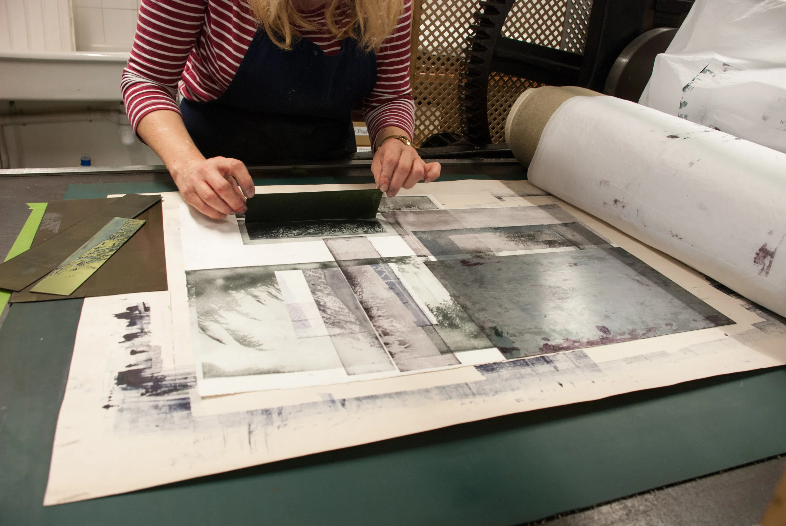 Digswell Print room July 2017 Sally  current work in progress 