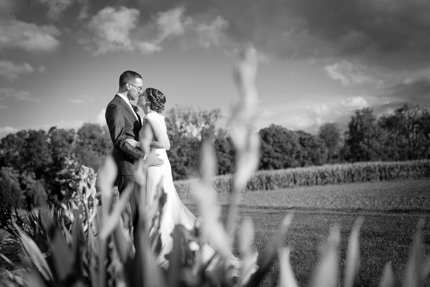 Photo jeunes mariés, porte des Iris, Vaud, Suisse, Photographe mariage Lausanne