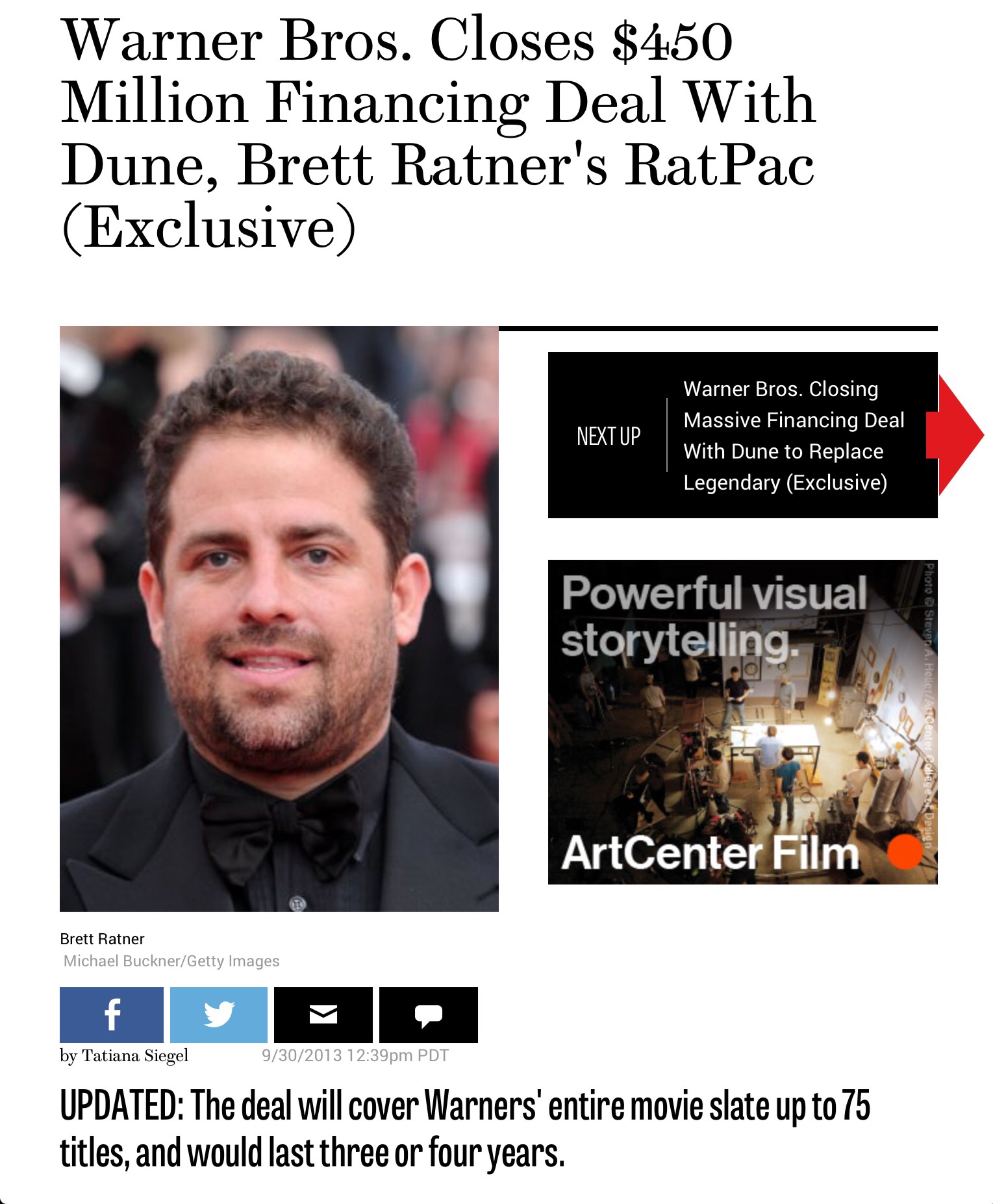 My old friend, little brother and producing partner, Brett Ratner of RATPAC entertainment. Brett inked his incredible deal back in 2012 with Warner Brothers. 