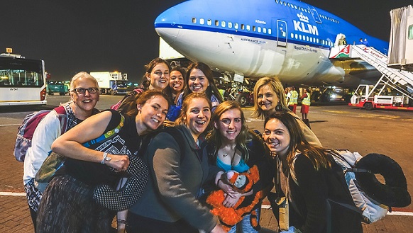 The girls upon landing in Nairobi (Photo by Xiaolu W.)