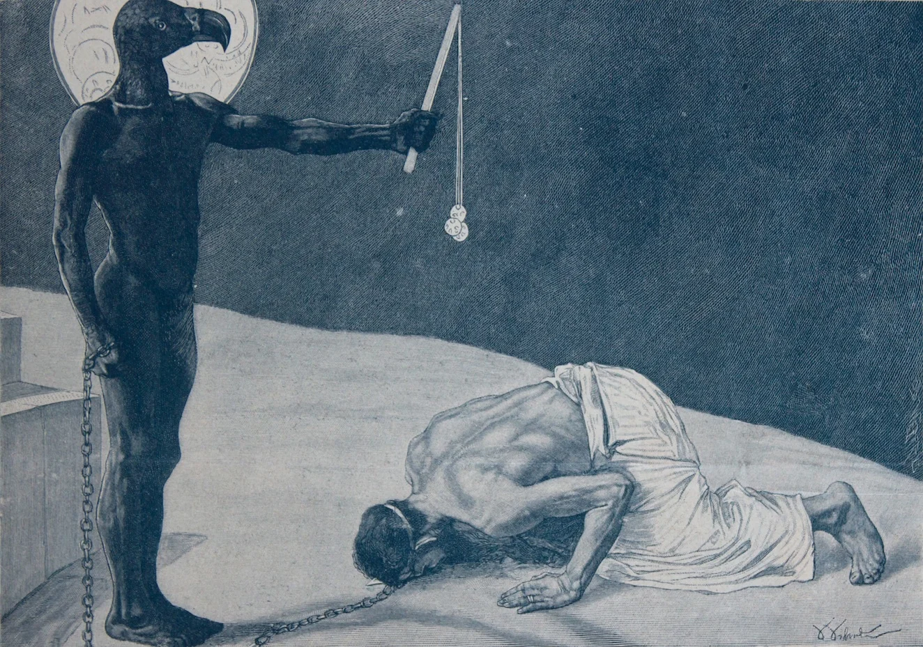 Mammon und sein Sklave - wood engraving (incisione) - 1894/95