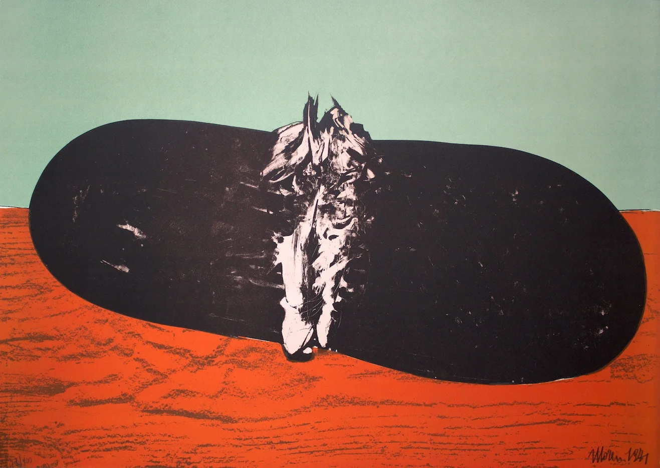 L'Anguria Sul Tavolo Si Esibisce (Watermelon Performs On Table) - litografia su carta (lithography on paper) - 1971
