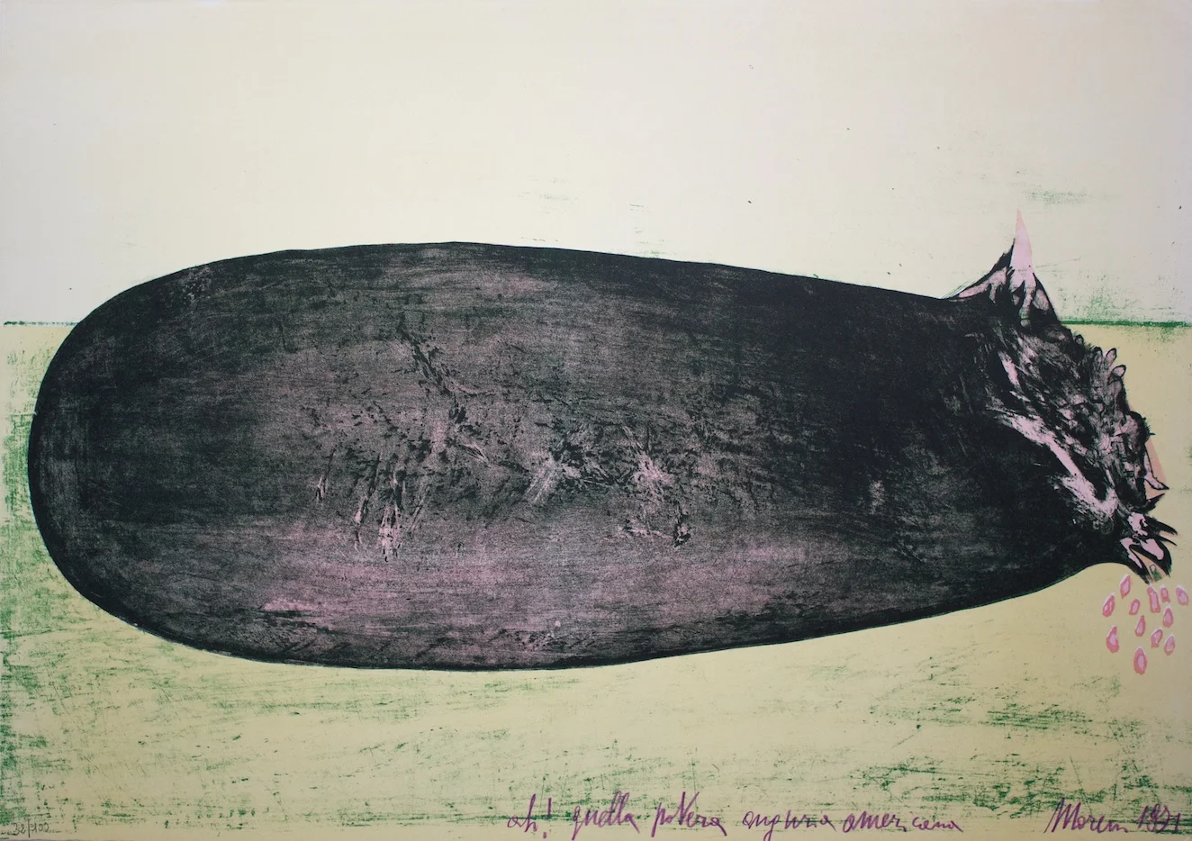 Ah! Quella povera anguria americana (Ah! That poor american watermelon) - litografia su carta (lithography on paper) - 1971