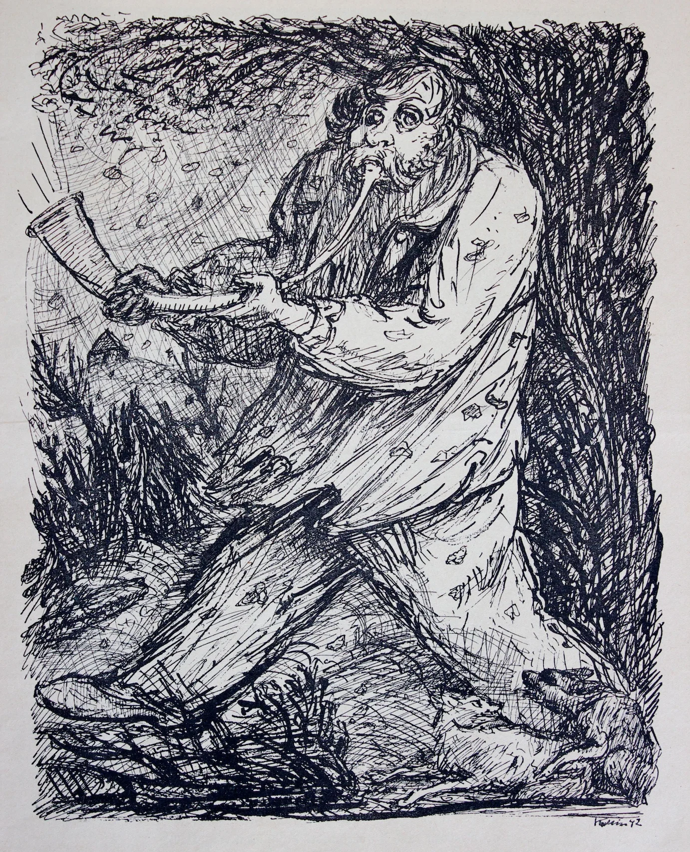 Alfred Kubin - Der Sturm (The storm) - Lithograph on paper - 1942