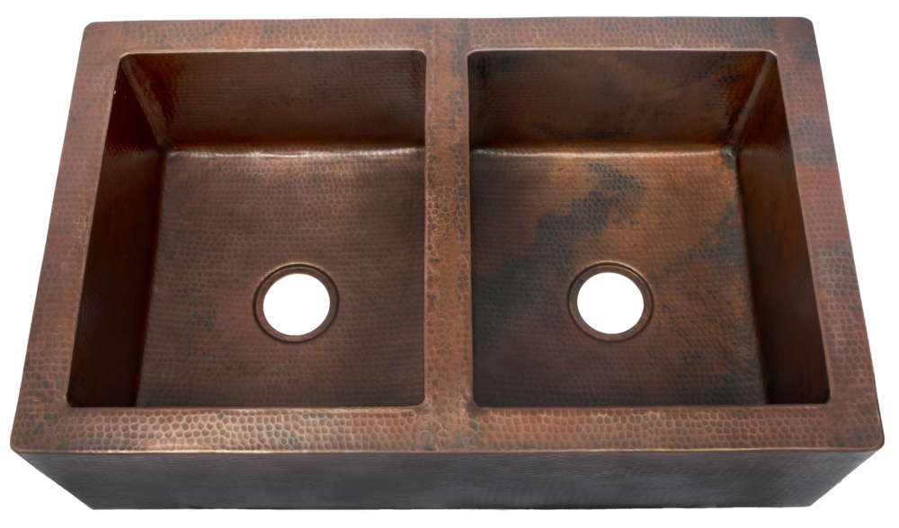 Copper Potter Hammered Farmhouse Sink, Hammered Copper Farmhouse Kitchen Sinks