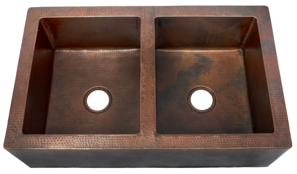 Copper Potter Hammered Farmhouse Sink Double Bowl 50 Blue Pearl Stone Copper Potter Hammered Farmhouse Sink, Hammered Copper Farmhouse Kitchen Sinks