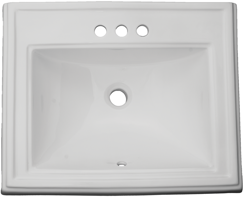 Dugout Porcelain Rectangular Drop In Vanity Sink In White Bisque Blue Pearl Stone