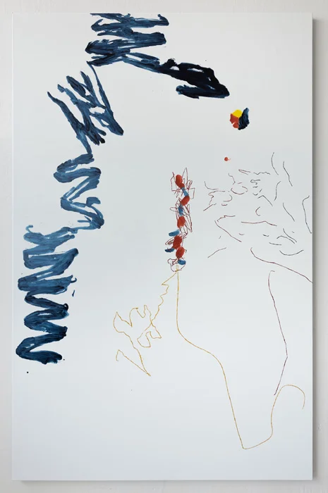 "Fractionation/Floculation"<br>Oil on linen (2015)<br>90 x 58 inches