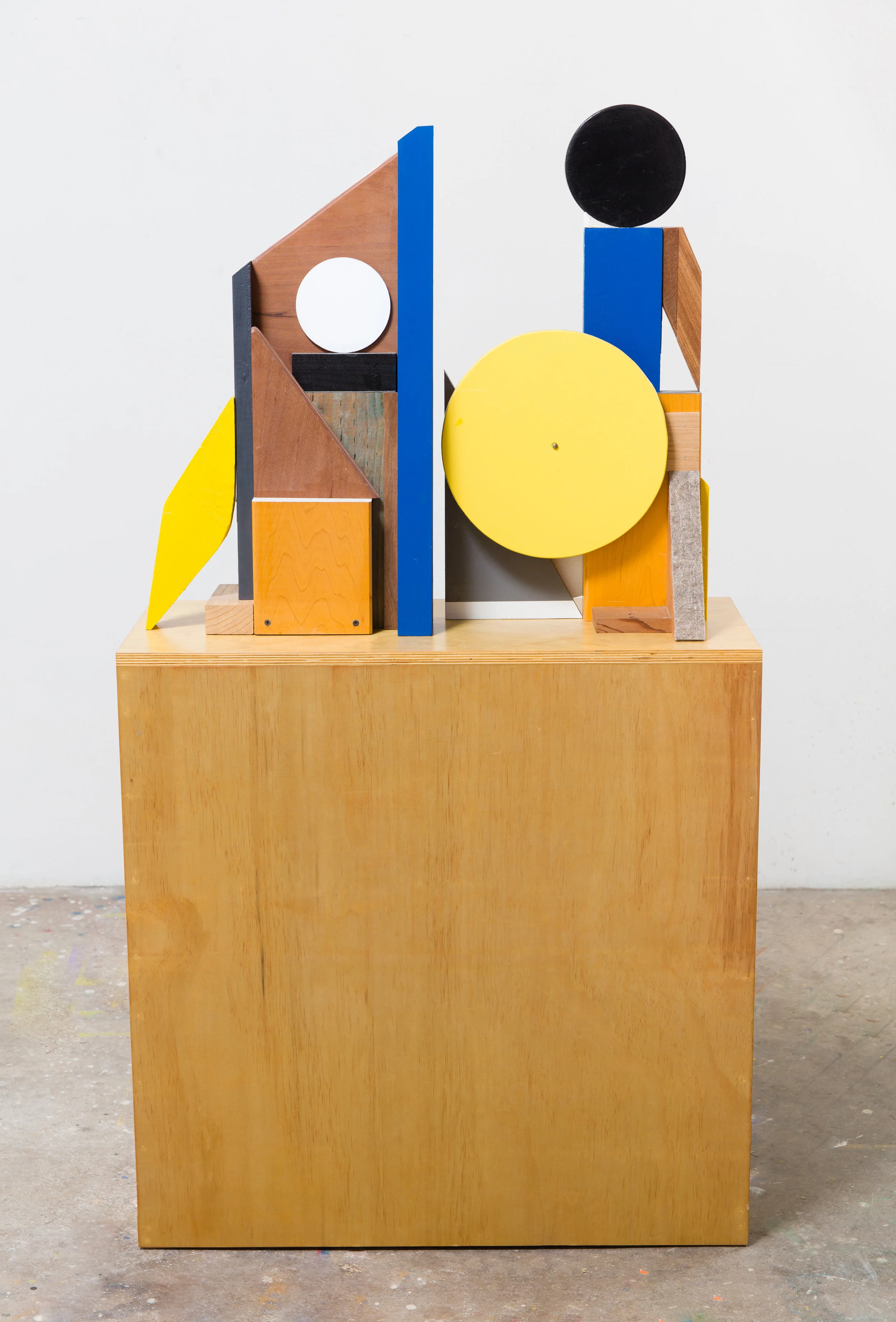 Antonio Puleo. "OOO\O" Wood, plaster, oil, acrylic, flashe, and carpet foam. 58 x 32 x 14in. 2017