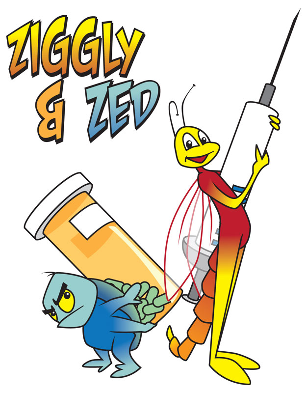 Meet Ziggly & Zed: the characters we will use to educate children about proper needle and medication disposal. 